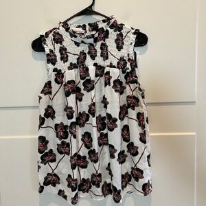 Jasmine and Juliana Women's Size M Floral‎ Smocked Neck Sleeveless Blouse Top